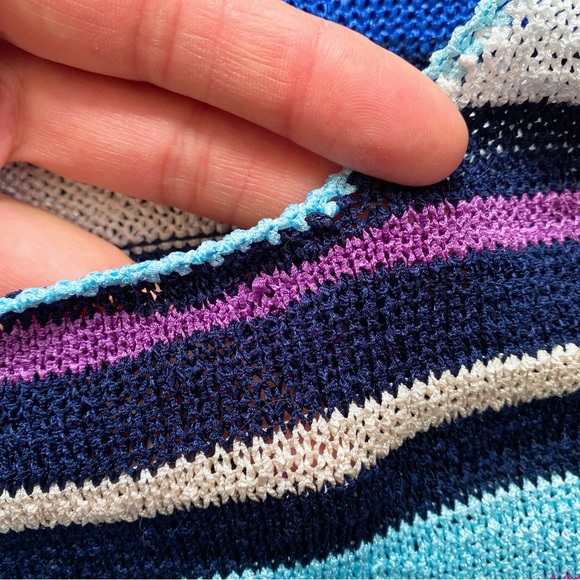 🌈 CANDA BLUE MULTI STRIPE KNIT SHORT SLEEVE SWEATER! - Picture 12 of 16
